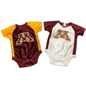 University of Minnesota Baby Bodysuits Jerseys Set 6-9 Month's EUC